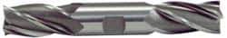 Hertel - 1/2", 1" LOC, 1/2" Shank Diam, 4-1/2" OAL, 4 Flute, High Speed Steel Square End Mill - Double End, TiCN Finish, Spiral Flute, 30° Helix, Centercutting, Right Hand Cut, Right Hand Flute - Apex Tool & Supply