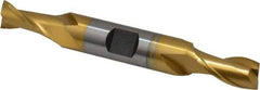 Hertel - 13/32", 13/16" LOC, 1/2" Shank Diam, 3-3/4" OAL, 2 Flute, Cobalt Square End Mill - Double End, TiN Finish, Spiral Flute, 30° Helix, Centercutting, Right Hand Cut, Right Hand Flute - Apex Tool & Supply