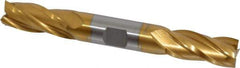 Hertel - 5/8", 1-3/8" LOC, 5/8" Shank Diam, 5" OAL, 4 Flute, High Speed Steel Square End Mill - Double End, TiN Finish, Spiral Flute, 30° Helix, Centercutting, Right Hand Cut, Right Hand Flute - Apex Tool & Supply