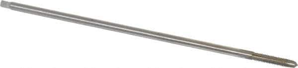 Hertel - 8-32 UNC, 4 Flute Plug Hand Pulley Tap - High Speed Steel, Bright Finish, H3 Thread Limit, 6" OAL, 0.168" Shank Diam - Apex Tool & Supply