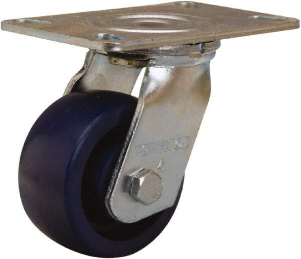 Hamilton - 4" Diam x 2" Wide x 5-5/8" OAH Top Plate Mount Swivel Caster - Polyurethane, 750 Lb Capacity, Sealed Precision Ball Bearing, 4-1/2 x 6-1/4" Plate - Apex Tool & Supply