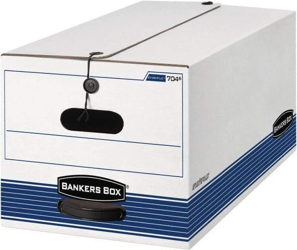 BANKERS BOX - 1 Compartment, 12 Inch Wide x 24 Inch Deep x 10 Inch High, File Storage Box - 1 Ply Side, 2 Ply Bottom, 2 Ply End, White and Blue - Apex Tool & Supply