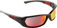 3M - Red Mirror Lenses, Framed Safety Glasses - Scratch Resistant, Black Frame, Size Universal, Wrap Around - Apex Tool & Supply