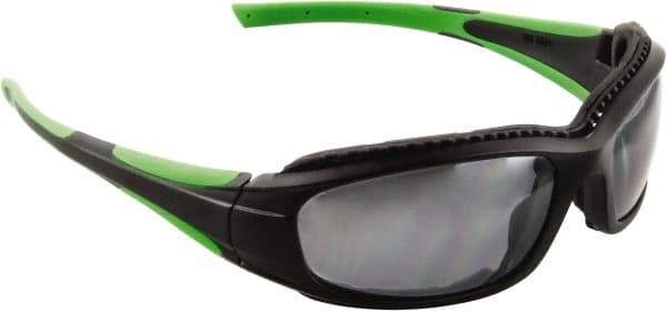 3M - Silver Lenses, Framed Safety Glasses - Scratch Resistant, Black/Green Frame, Size Universal, Wrap Around - Apex Tool & Supply