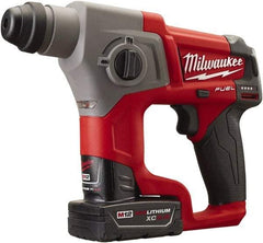Milwaukee Tool - 12 Volt SDS Plus Chuck Cordless Rotary Hammer - 0 to 6,200 BPM, 0 to 900 RPM, Reversible - Apex Tool & Supply
