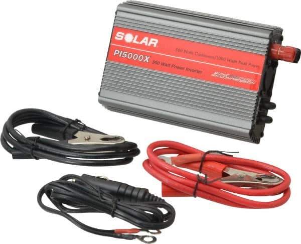 Solar - 2 Connection, 12 VDC Input, 120 VAC Output, 1,000 Peak Wattage, Power Inverter - 500 Watt Continuous Output Power - Apex Tool & Supply