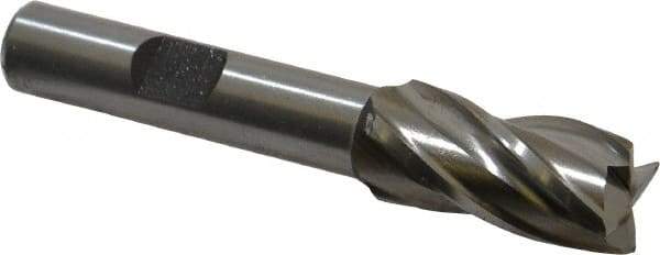 Cleveland - 1/2", 1" LOC, 3/8" Shank Diam, 2-11/16" OAL, 4 Flute, High Speed Steel Square End Mill - Single End, Uncoated, Spiral Flute, 30° Helix, Centercutting, Right Hand Cut, Right Hand Flute, Series HG-4C - Apex Tool & Supply