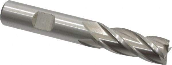 Cleveland - 1/2", 1-1/4" LOC, 1/2" Shank Diam, 3-1/4" OAL, 4 Flute, High Speed Steel Square End Mill - Single End, Uncoated, Spiral Flute, 30° Helix, Centercutting, Right Hand Cut, Right Hand Flute, Series HG-4C - Apex Tool & Supply