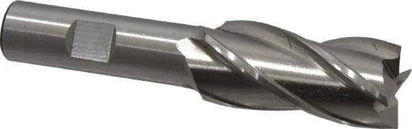 Cleveland - 7/8", 1-7/8" LOC, 5/8" Shank Diam, 4" OAL, 4 Flute, High Speed Steel Square End Mill - Single End, Uncoated, Spiral Flute, 30° Helix, Centercutting, Right Hand Cut, Right Hand Flute, Series HG-4C - Apex Tool & Supply