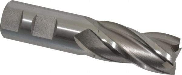 Cleveland - 1", 2" LOC, 1" Shank Diam, 4-1/2" OAL, 4 Flute, High Speed Steel Square End Mill - Single End, Uncoated, Spiral Flute, 30° Helix, Centercutting, Right Hand Cut, Right Hand Flute, Series HG-4C - Apex Tool & Supply