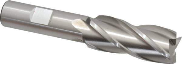 Cleveland - 13/16", 1-7/8" LOC, 5/8" Shank Diam, 4" OAL, 4 Flute, High Speed Steel Square End Mill - Single End, Uncoated, Spiral Flute, 30° Helix, Centercutting, Right Hand Cut, Right Hand Flute, Series HG-4C - Apex Tool & Supply