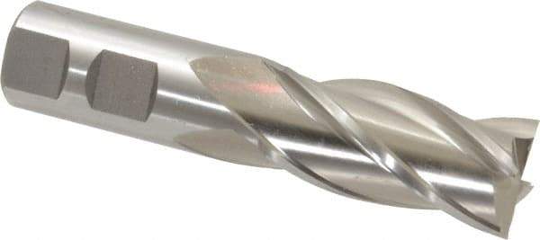 Cleveland - 15/16", 1-7/8" LOC, 7/8" Shank Diam, 4-1/8" OAL, 4 Flute, High Speed Steel Square End Mill - Single End, Uncoated, Spiral Flute, 30° Helix, Centercutting, Right Hand Cut, Right Hand Flute, Series HG-4C - Apex Tool & Supply