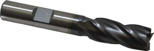 Cleveland - 7/16", 1" LOC, 3/8" Shank Diam, 2-11/16" OAL, 4 Flute, High Speed Steel Square End Mill - Single End, TiCN Finish, Spiral Flute, 30° Helix, Centercutting, Right Hand Cut, Right Hand Flute, Series HG-4C - Apex Tool & Supply
