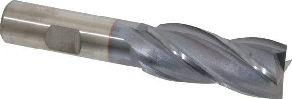 Cleveland - 13/16", 1-7/8" LOC, 5/8" Shank Diam, 4" OAL, 4 Flute, High Speed Steel Square End Mill - Single End, TiCN Finish, Spiral Flute, 30° Helix, Centercutting, Right Hand Cut, Right Hand Flute, Series HG-4C - Apex Tool & Supply