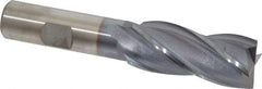 Cleveland - 13/16", 1-7/8" LOC, 5/8" Shank Diam, 4" OAL, 4 Flute, High Speed Steel Square End Mill - Single End, TiCN Finish, Spiral Flute, 30° Helix, Centercutting, Right Hand Cut, Right Hand Flute, Series HG-4C - Apex Tool & Supply