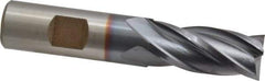 Cleveland - 23/32", 1-5/8" LOC, 3/4" Shank Diam, 3-7/8" OAL, 4 Flute, High Speed Steel Square End Mill - Single End, TiCN Finish, Spiral Flute, 30° Helix, Centercutting, Right Hand Cut, Right Hand Flute, Series HG-4C - Apex Tool & Supply