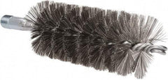 Schaefer Brush - 4-1/2" Brush Length, 2" Diam, Double Stem, Single Spiral Tube Brush - 7-1/4" Long, Stainless Steel, 1/4" NPSM Male Connection - Apex Tool & Supply