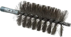 Schaefer Brush - 4-1/2" Brush Length, 2-1/2" Diam, Double Stem, Single Spiral Tube Brush - 7-1/4" Long, Stainless Steel, 1/4" NPSM Male Connection - Apex Tool & Supply