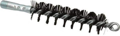 Schaefer Brush - 4-1/2" Brush Length, 1-1/4" Diam, Double Stem, Single Spiral Flue Brush - 7-1/2" Long, Tempered Steel Wire, 1/4" NPSM Male Connection - Apex Tool & Supply