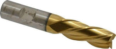 Cleveland - 5/8", 1-5/8" LOC, 5/8" Shank Diam, 3-1/4" OAL, 4 Flute, High Speed Steel Square End Mill - Single End, TiN Finish, Spiral Flute, 30° Helix, Left Hand Cut, Left Hand Flute, Series HG-4LL - Apex Tool & Supply