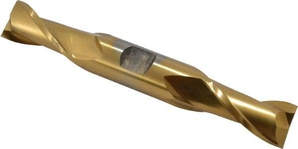 Cleveland - 3/4", 1-5/16" LOC, 3/4" Shank Diam, 5-5/8" OAL, 2 Flute, High Speed Steel Square End Mill - Double End, TiN Finish, Spiral Flute, 30° Helix, Centercutting, Right Hand Cut, Right Hand Flute, Series HD-2 - Apex Tool & Supply