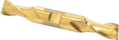 Cleveland - 11/16", 1-5/16" LOC, 3/4" Shank Diam, 5-5/8" OAL, 2 Flute, High Speed Steel Square End Mill - Double End, TiN Finish, Spiral Flute, 30° Helix, Centercutting, Right Hand Cut, Right Hand Flute, Series HD-2 - Apex Tool & Supply
