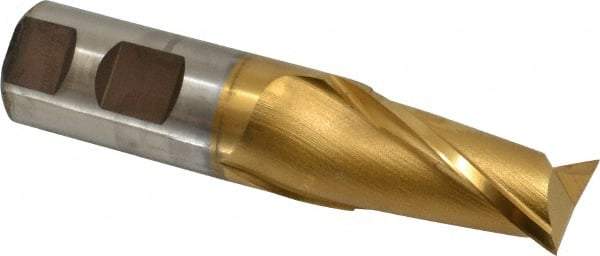 Cleveland - 1", 1-5/8" LOC, 1" Shank Diam, 4-1/2" OAL, 2 Flute, High Speed Steel Square End Mill - Single End, TiN Finish, Spiral Flute, 30° Helix, Centercutting, Right Hand Cut, Right Hand Flute, Series HG-2 - Apex Tool & Supply