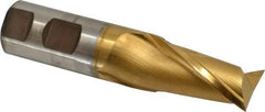 Cleveland - 1", 1-5/8" LOC, 1" Shank Diam, 4-1/2" OAL, 2 Flute, High Speed Steel Square End Mill - Single End, TiN Finish, Spiral Flute, 30° Helix, Centercutting, Right Hand Cut, Right Hand Flute, Series HG-2 - Apex Tool & Supply