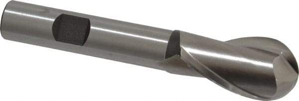Cleveland - 3/4" Diam, 1-5/16" LOC, 2 Flute High Speed Steel Ball End Mill - Uncoated, Single End, 3-5/8" OAL, 1/2" Shank Diam, Spiral Flute - Apex Tool & Supply