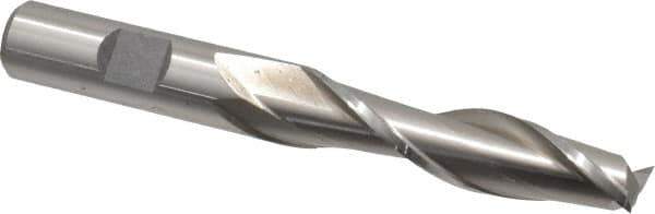 Cleveland - 1/2", 2" LOC, 1/2" Shank Diam, 4" OAL, 2 Flute, High Speed Steel Square End Mill - Single End, Uncoated, Spiral Flute, 30° Helix, Centercutting, Right Hand Cut, Right Hand Flute, Series HG-2 - Apex Tool & Supply