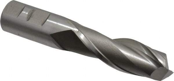 Cleveland - 7/8", 2-1/2" LOC, 7/8" Shank Diam, 5-3/4" OAL, 2 Flute, High Speed Steel Square End Mill - Single End, Uncoated, Spiral Flute, 30° Helix, Centercutting, Right Hand Cut, Right Hand Flute, Series HG-2 - Apex Tool & Supply