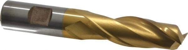 Cleveland - 3/4", 2-1/4" LOC, 3/4" Shank Diam, 5-1/4" OAL, 2 Flute, High Speed Steel Square End Mill - Single End, TiN Finish, Spiral Flute, 30° Helix, Centercutting, Right Hand Cut, Right Hand Flute, Series HG-2 - Apex Tool & Supply