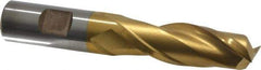 Cleveland - 3/4", 2-1/4" LOC, 3/4" Shank Diam, 5-1/4" OAL, 2 Flute, High Speed Steel Square End Mill - Single End, TiN Finish, Spiral Flute, 30° Helix, Centercutting, Right Hand Cut, Right Hand Flute, Series HG-2 - Apex Tool & Supply