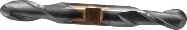 Cleveland - 1/2" Diam, 13/16" LOC, 2 Flute High Speed Steel Ball End Mill - TiCN Finish, Double End, 4-1/8" OAL, 1/2" Shank Diam, Spiral Flute - Apex Tool & Supply