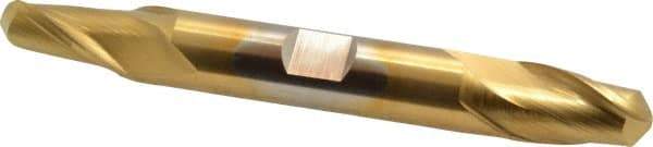 Cleveland - 1/2" Diam, 13/16" LOC, 2 Flute High Speed Steel Ball End Mill - TiN Finish, Double End, 4-1/8" OAL, 1/2" Shank Diam, Spiral Flute - Apex Tool & Supply