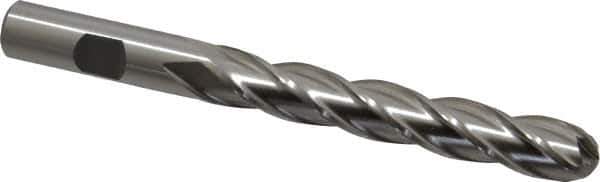 Cleveland - 1/2" Diam, 3" LOC, 4 Flute High Speed Steel Ball End Mill - Uncoated, Single End, 5" OAL, 1/2" Shank Diam, Spiral Flute - Apex Tool & Supply