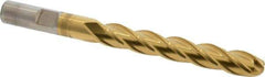 Cleveland - 3/8" Diam, 2-1/2" LOC, 4 Flute High Speed Steel Ball End Mill - TiN Finish, Single End, 4-1/4" OAL, 3/8" Shank Diam, Spiral Flute - Apex Tool & Supply