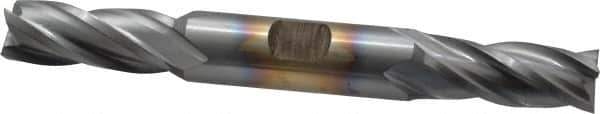 Cleveland - 9/16", 1-3/8" LOC, 5/8" Shank Diam, 5" OAL, 4 Flute, High Speed Steel Square End Mill - Double End, TiCN Finish, Spiral Flute, 30° Helix, Centercutting, Right Hand Cut, Right Hand Flute, Series HD-4C - Apex Tool & Supply