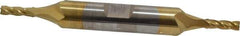 Cleveland - 1/8", 3/8" LOC, 3/8" Shank Diam, 3-1/16" OAL, 4 Flute, High Speed Steel Square End Mill - Double End, TiN Finish, Spiral Flute, 30° Helix, Centercutting, Right Hand Cut, Right Hand Flute, Series HD-4C - Apex Tool & Supply