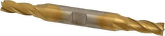 Cleveland - 17/64", 11/16" LOC, 3/8" Shank Diam, 3-3/8" OAL, 4 Flute, High Speed Steel Square End Mill - Double End, TiN Finish, Spiral Flute, 30° Helix, Centercutting, Right Hand Cut, Right Hand Flute, Series HD-4C - Apex Tool & Supply