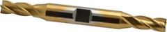 Cleveland - 9/32", 0.688" LOC, 3/8" Shank Diam, 3-3/8" OAL, 4 Flute, High Speed Steel Square End Mill - Double End, TiN Finish, Spiral Flute, 30° Helix, Centercutting, Right Hand Cut, Right Hand Flute, Series HD-4C - Apex Tool & Supply