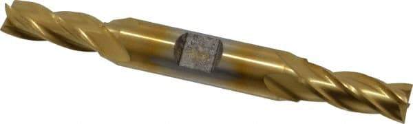 Cleveland - 25/64", 1" LOC, 1/2" Shank Diam, 4-1/2" OAL, 4 Flute, High Speed Steel Square End Mill - Double End, TiN Finish, Spiral Flute, 30° Helix, Centercutting, Right Hand Cut, Right Hand Flute, Series HD-4C - Apex Tool & Supply