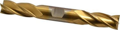 Cleveland - 5/8", 1-3/8" LOC, 5/8" Shank Diam, 5" OAL, 4 Flute, High Speed Steel Square End Mill - Double End, TiN Finish, Spiral Flute, 30° Helix, Centercutting, Right Hand Cut, Right Hand Flute, Series HD-4C - Apex Tool & Supply