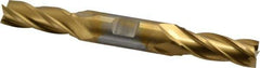 Cleveland - 17/32", 1-3/8" LOC, 5/8" Shank Diam, 5" OAL, 4 Flute, High Speed Steel Square End Mill - Double End, TiN Finish, Spiral Flute, 30° Helix, Centercutting, Right Hand Cut, Right Hand Flute, Series HD-4C - Apex Tool & Supply
