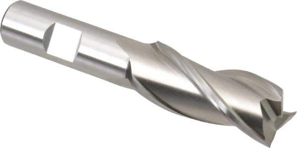 Cleveland - 13/16", 1-7/8" LOC, 5/8" Shank Diam, 4" OAL, 3 Flute, High Speed Steel Square End Mill - Single End, Uncoated, Spiral Flute, 30° Helix, Centercutting, Right Hand Cut, Right Hand Flute, Series HG-3 - Apex Tool & Supply