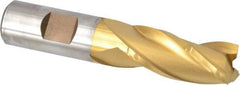 Cleveland - 3/4", 1-5/8" LOC, 3/4" Shank Diam, 3-7/8" OAL, 3 Flute, High Speed Steel Square End Mill - Single End, TiN Finish, Spiral Flute, 30° Helix, Centercutting, Right Hand Cut, Right Hand Flute, Series HG-3 - Apex Tool & Supply