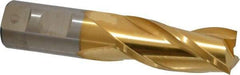 Cleveland - 7/8", 1-7/8" LOC, 7/8" Shank Diam, 4-1/8" OAL, 3 Flute, High Speed Steel Square End Mill - Single End, TiN Finish, Spiral Flute, 30° Helix, Centercutting, Right Hand Cut, Right Hand Flute, Series HG-3 - Apex Tool & Supply