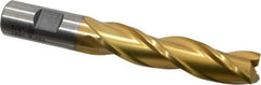 Cleveland - 3/4", 3" LOC, 3/4" Shank Diam, 5-1/4" OAL, 3 Flute, High Speed Steel Square End Mill - Single End, TiN Finish, Spiral Flute, 30° Helix, Centercutting, Right Hand Cut, Right Hand Flute, Series HG-3 - Apex Tool & Supply