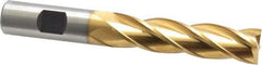 Cleveland - 5/8", 2-1/2" LOC, 5/8" Shank Diam, 4-5/8" OAL, 4 Flute, High Speed Steel Square End Mill - Single End, TiN Finish, Spiral Flute, 30° Helix, Centercutting, Right Hand Cut, Right Hand Flute, Series HG-4C - Apex Tool & Supply