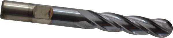 Cleveland - 3/8" Diam, 3/4" LOC, 4 Flute High Speed Steel Ball End Mill - TiCN Finish, Single End, 2-1/2" OAL, 3/8" Shank Diam, Spiral Flute - Apex Tool & Supply
